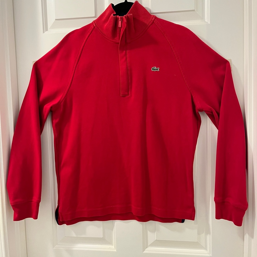 Lacoste Quarter-Zip Sweatshirt - Size 3 (S) - Red